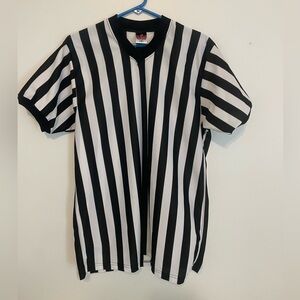 Black and White Striped Men's Referee Shirt